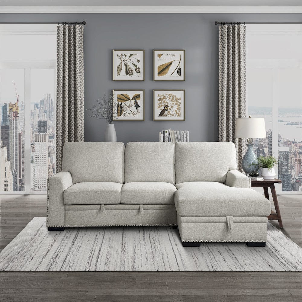 Homelegance  - Morelia 2-Piece Sectional W/ Pull-out Bed and Right Chaise W/ Hidden Storage in Beige - 9468BEx2RC2L  view 9