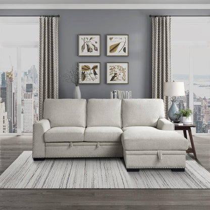 Homelegance  - Morelia 2-Piece Sectional W/ Pull-out Bed and Right Chaise W/ Hidden Storage in Beige - 9468BEx2RC2L  view 9
