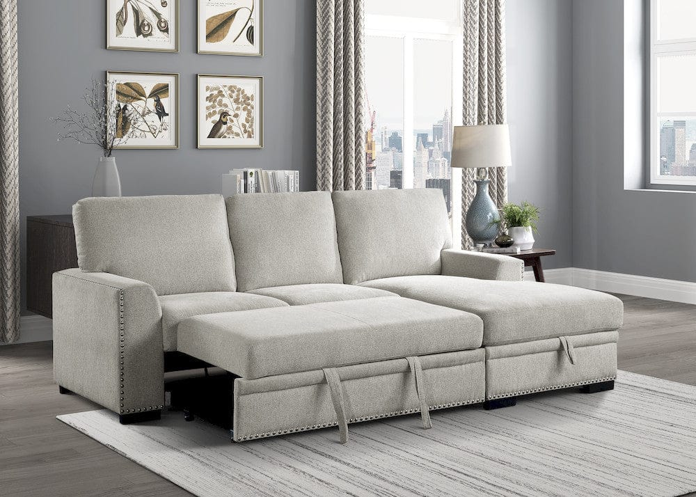 Homelegance  - Morelia 2-Piece Sectional W/ Pull-out Bed and Right Chaise W/ Hidden Storage in Beige - 9468BEx2RC2L  view 10