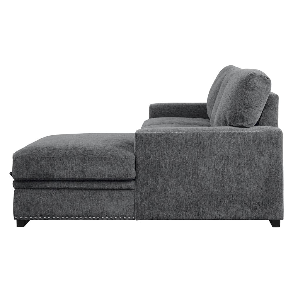 Homelegance  - Morelia 2-Piece Sectional W/ Pull-out Bed and Right Chaise W/ Hidden Storage in Charcoal - 9468CCx2RC2L  view 2