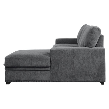 Homelegance  - Morelia 2-Piece Sectional W/ Pull-out Bed and Right Chaise W/ Hidden Storage in Charcoal - 9468CCx2RC2L  view 2