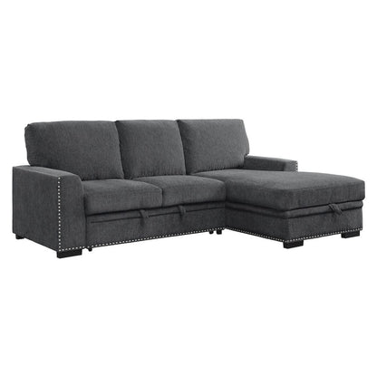 Homelegance  - Morelia 2-Piece Sectional W/ Pull-out Bed and Right Chaise W/ Hidden Storage in Charcoal - 9468CCx2RC2L  view 4