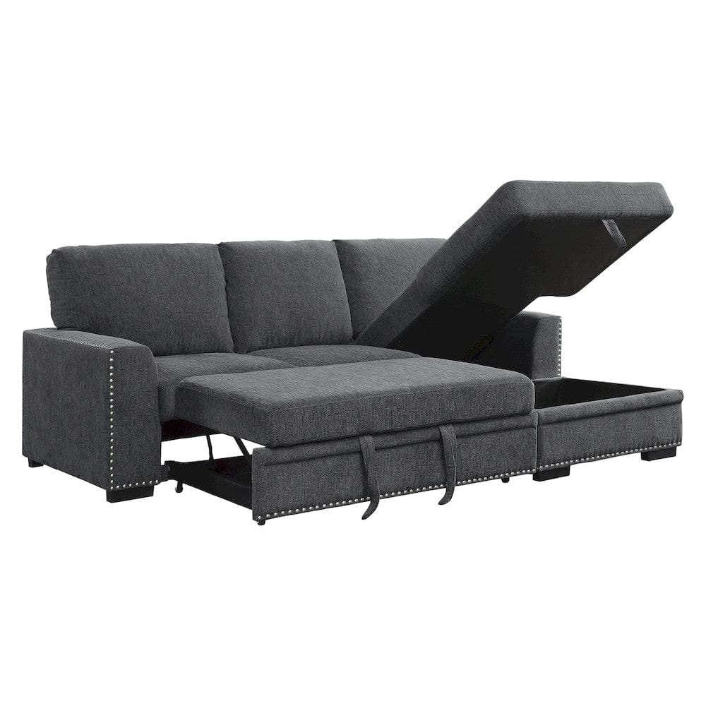 Homelegance  - Morelia 2-Piece Sectional W/ Pull-out Bed and Right Chaise W/ Hidden Storage in Charcoal - 9468CCx2RC2L  view 6