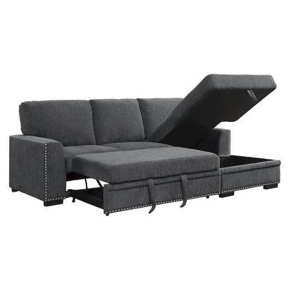 Homelegance  - Morelia 2-Piece Sectional W/ Pull-out Bed and Right Chaise W/ Hidden Storage in Charcoal - 9468CCx2RC2L  view 6