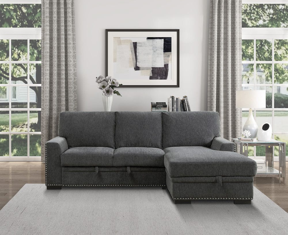 Homelegance  - Morelia 2-Piece Sectional W/ Pull-out Bed and Right Chaise W/ Hidden Storage in Charcoal - 9468CCx2RC2L  view 7