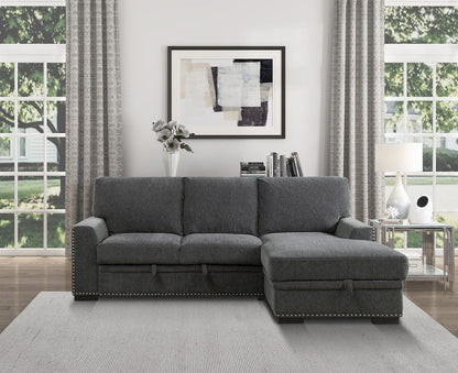 Homelegance  - Morelia 2-Piece Sectional W/ Pull-out Bed and Right Chaise W/ Hidden Storage in Charcoal - 9468CCx2RC2L  view 7