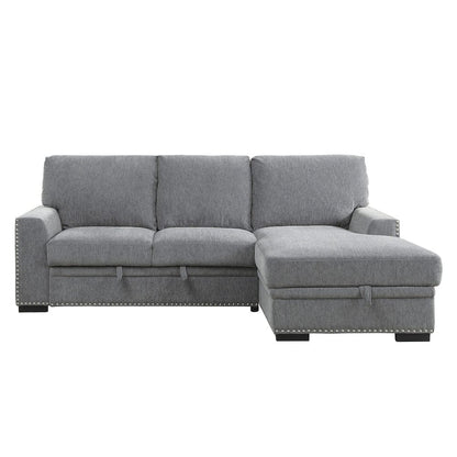 Homelegance  - Morelia 2-Piece Sectional W/ Pull-out Bed and Right Chaise W/ Hidden Storage in Gray - 9468DGx2RC2L  view 1