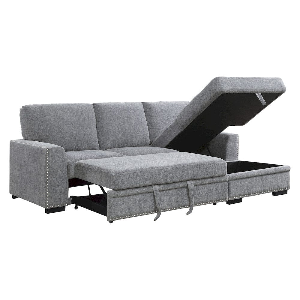 Homelegance  - Morelia 2-Piece Sectional W/ Pull-out Bed and Right Chaise W/ Hidden Storage in Gray - 9468DGx2RC2L  view 4