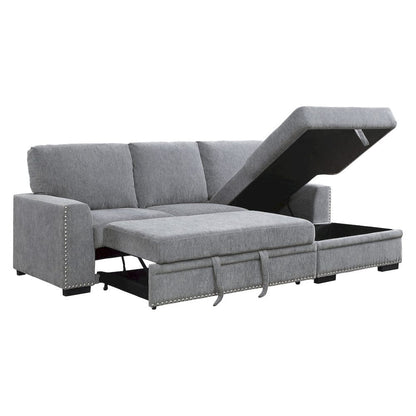Homelegance  - Morelia 2-Piece Sectional W/ Pull-out Bed and Right Chaise W/ Hidden Storage in Gray - 9468DGx2RC2L  view 4
