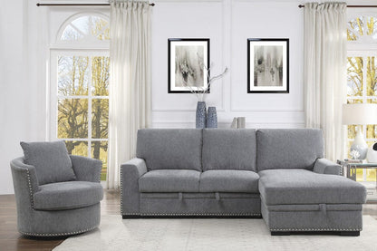 Homelegance  - Morelia 2-Piece Sectional W/ Pull-out Bed and Right Chaise W/ Hidden Storage in Gray - 9468DGx2RC2L  view 7