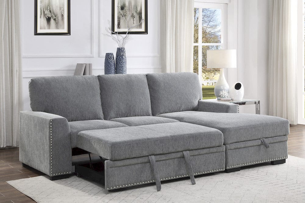 Homelegance  - Morelia 2-Piece Sectional W/ Pull-out Bed and Right Chaise W/ Hidden Storage in Gray - 9468DGx2RC2L  view 8