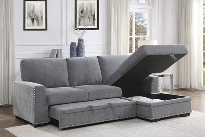 Homelegance  - Morelia 2-Piece Sectional W/ Pull-out Bed and Right Chaise W/ Hidden Storage in Gray - 9468DGx2RC2L  view 9