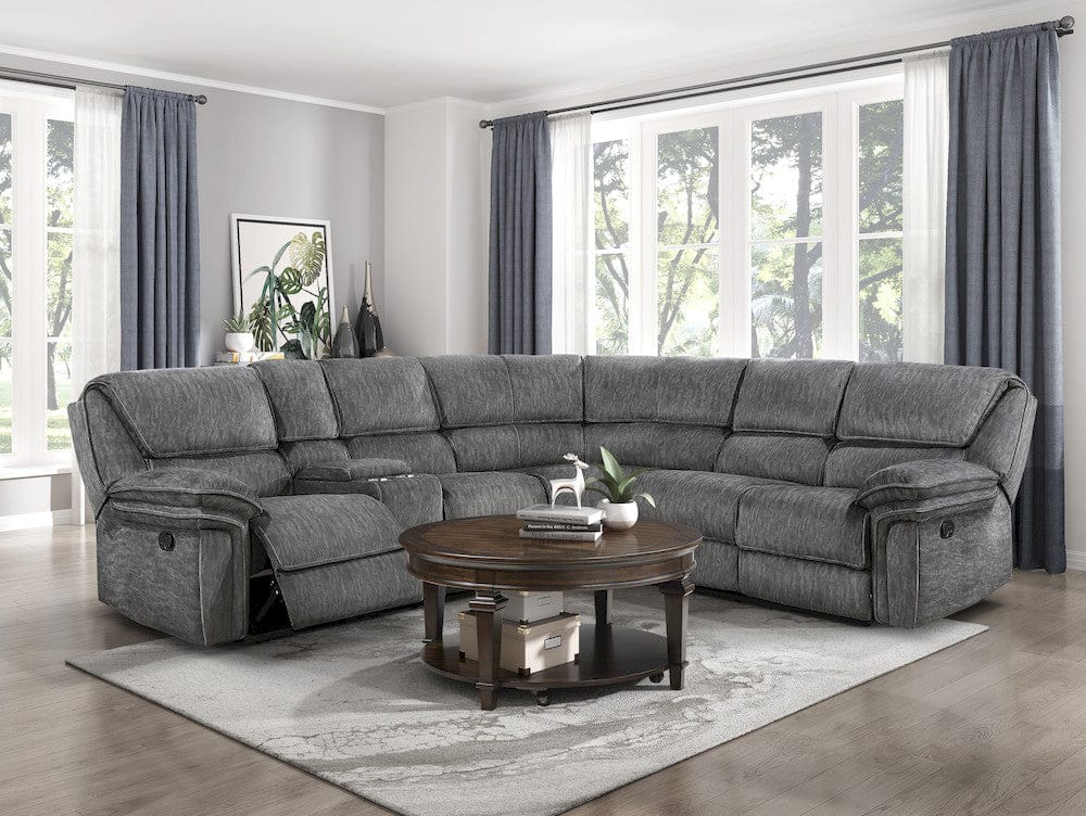 Homelegance  - Muirfield 3-Piece Reclining Sectional W/ Left Console in Gray - 9913x32LCN2R  view 7