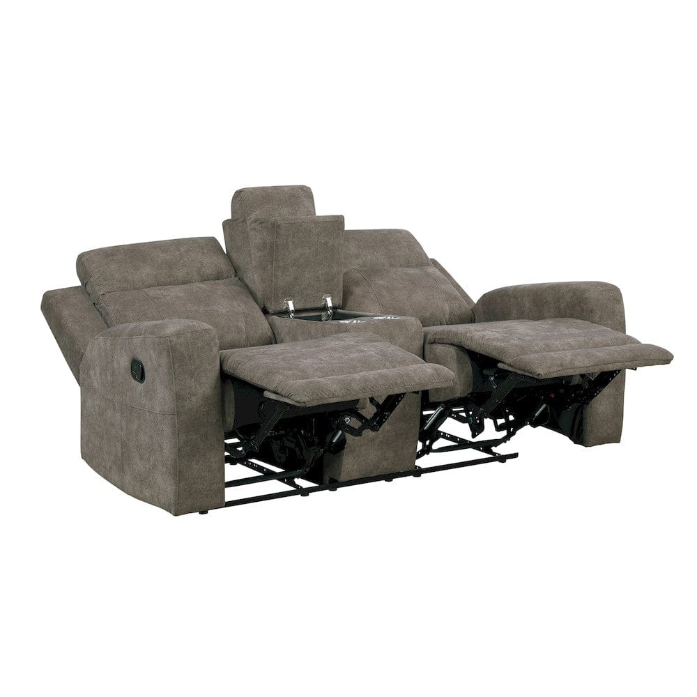 Homelegance  - Muncie Double Reclining Love Seat W/ Center Console in Brown - 9635BR-2  view 7