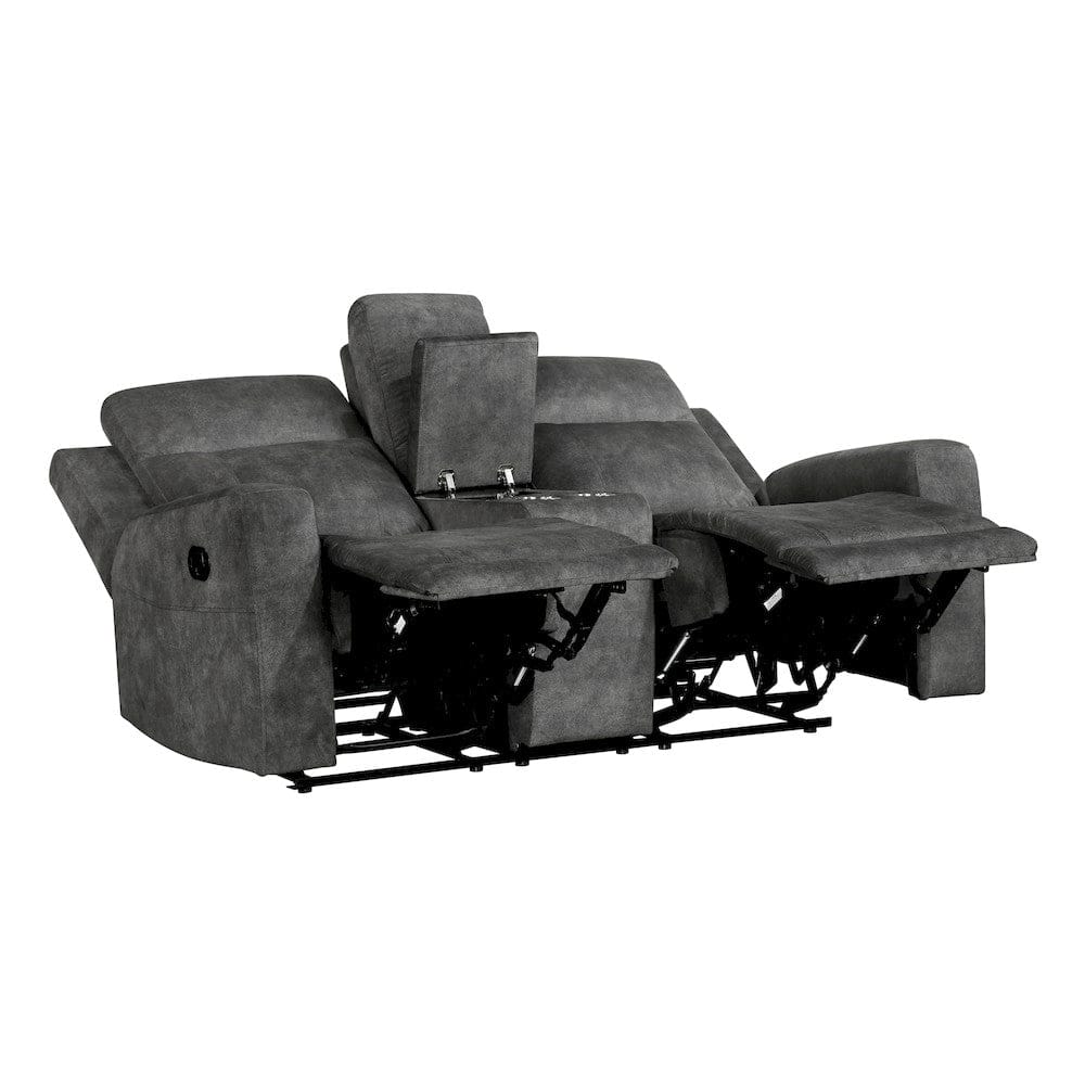Homelegance  - Muncie Double Reclining Love Seat W/ Center Console in Brownish gray - 9635DG-2  view 4