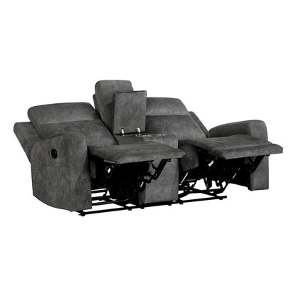 Homelegance  - Muncie Double Reclining Love Seat W/ Center Console in Brownish gray - 9635DG-2  view 4
