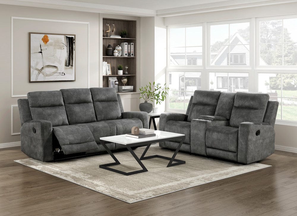 Homelegance  - Muncie Double Reclining Love Seat W/ Center Console in Brownish gray - 9635DG-2  view 6
