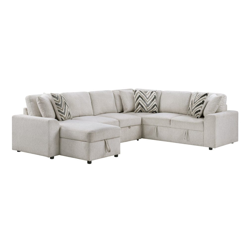 Homelegance  - Myrtle 3-Piece Sectional W/ Pull-out Bed and Hidden Storage in Beige - 9702BEx3LC3R  view 1