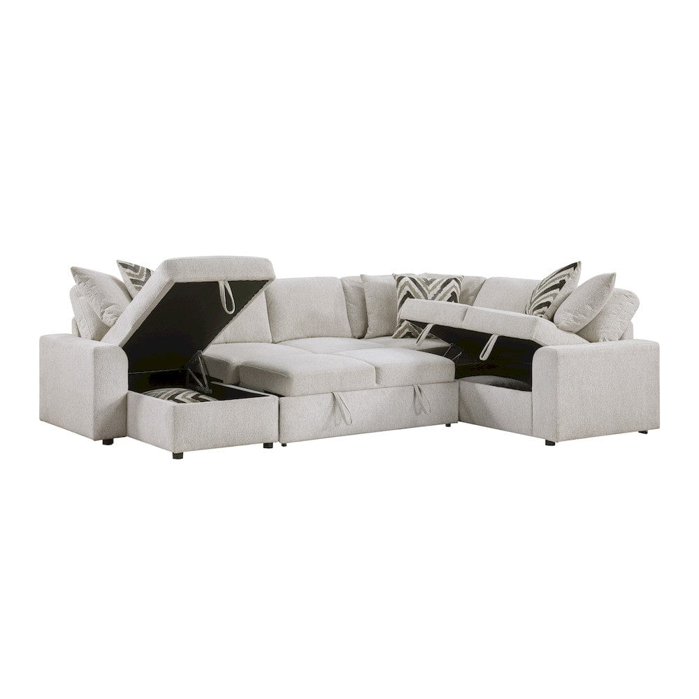 Homelegance  - Myrtle 3-Piece Sectional W/ Pull-out Bed and Hidden Storage in Beige - 9702BEx3LC3R  view 4