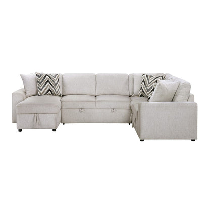 Homelegance  - Myrtle 3-Piece Sectional W/ Pull-out Bed and Hidden Storage in Beige - 9702BEx3LC3R  view 9