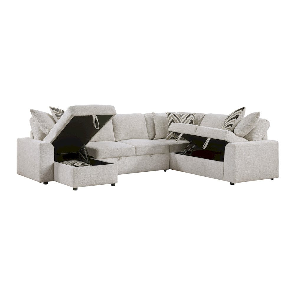 Homelegance  - Myrtle 3-Piece Sectional W/ Pull-out Bed and Hidden Storage in Beige - 9702BEx3LC3R  view 11