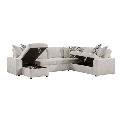 Homelegance  - Myrtle 3-Piece Sectional W/ Pull-out Bed and Hidden Storage in Beige - 9702BEx3LC3R  view 11