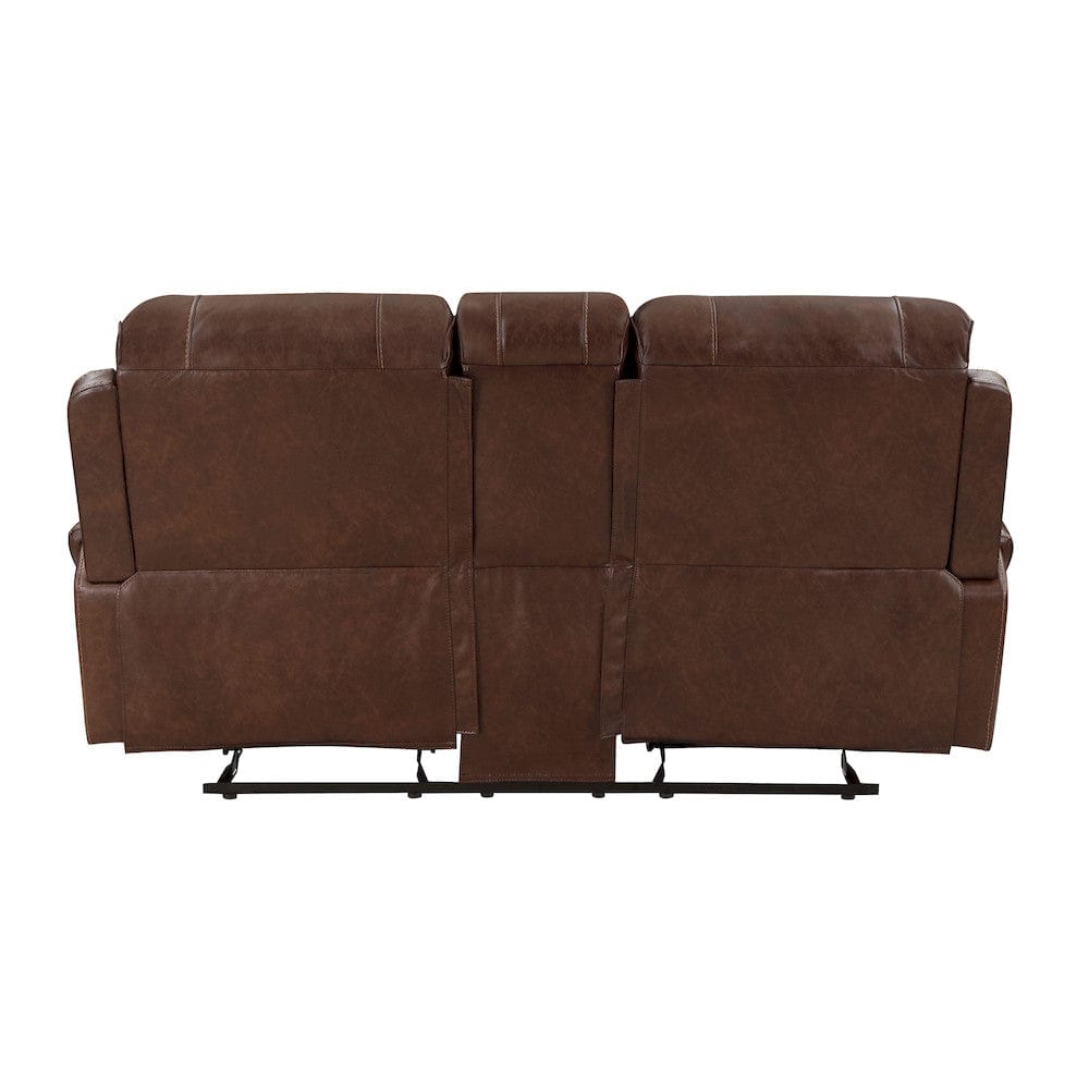 Homelegance  - Newnan Double Glider Reclining Love Seat W/ Center Console, Receptacles and USB Ports in Brown - 8549BRW-2  view 3