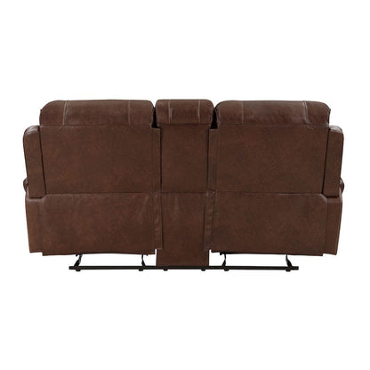 Homelegance  - Newnan Double Glider Reclining Love Seat W/ Center Console, Receptacles and USB Ports in Brown - 8549BRW-2  view 3
