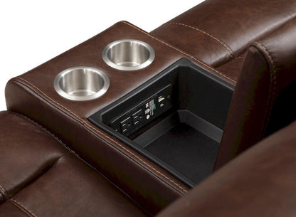 Homelegance  - Newnan Double Glider Reclining Love Seat W/ Center Console, Receptacles and USB Ports in Brown - 8549BRW-2  view 12