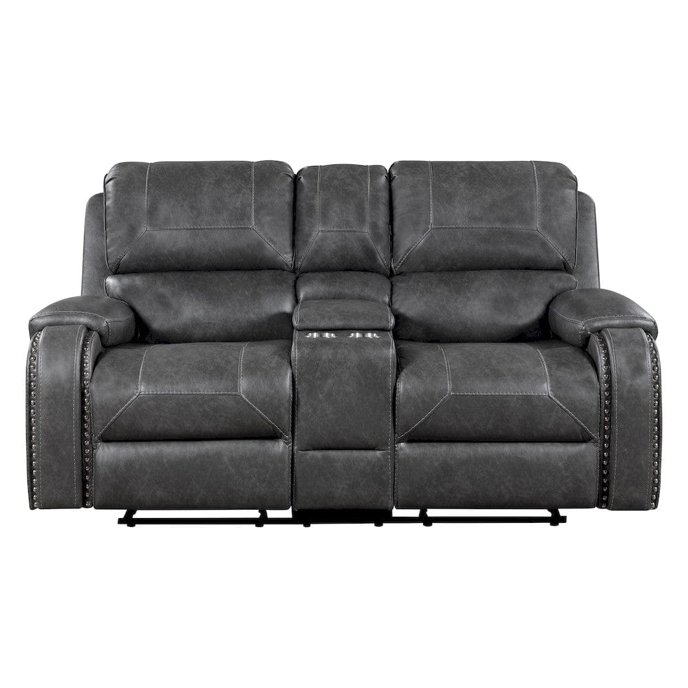 Homelegance  - Newnan Double Glider Reclining Love Seat W/ Center Console, Receptacles and USB Ports in Gray - 8549GRY-2  view 1