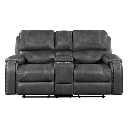 Homelegance  - Newnan Double Glider Reclining Love Seat W/ Center Console, Receptacles and USB Ports in Gray - 8549GRY-2  view 1