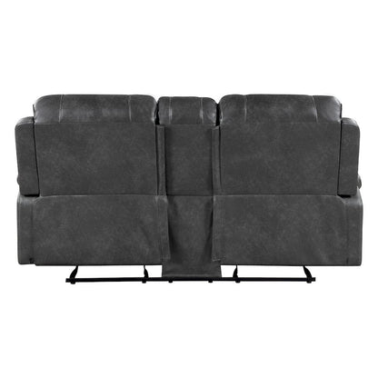Homelegance  - Newnan Double Glider Reclining Love Seat W/ Center Console, Receptacles and USB Ports in Gray - 8549GRY-2  view 3