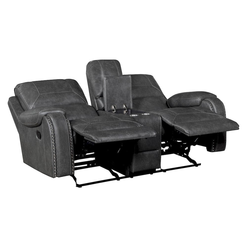 Homelegance  - Newnan Double Glider Reclining Love Seat W/ Center Console, Receptacles and USB Ports in Gray - 8549GRY-2  view 4