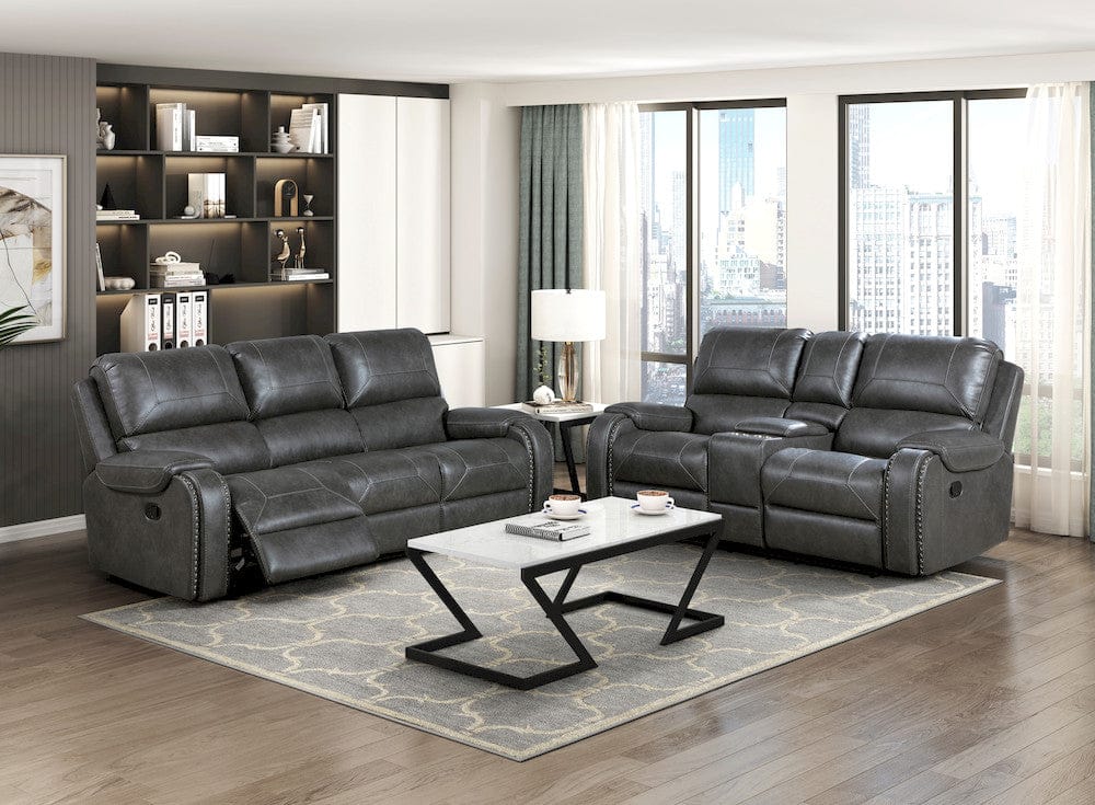 Homelegance  - Newnan Double Glider Reclining Love Seat W/ Center Console, Receptacles and USB Ports in Gray - 8549GRY-2  view 11
