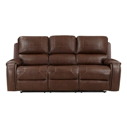 Homelegance  - Newnan Double Reclining Sofa W/ Center Drop-Down Cup Holders, Receptacles and USB Ports in Brown - 8549BRW-3  view 1