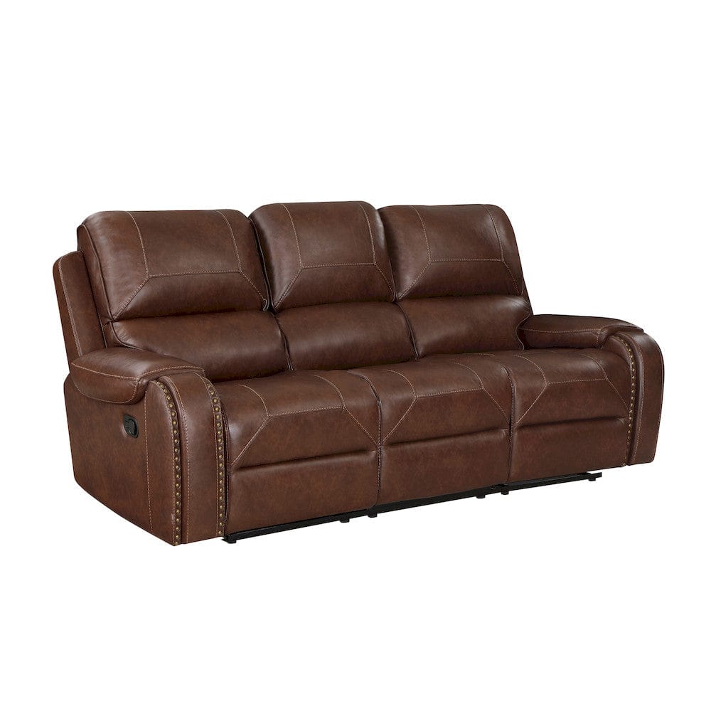 Homelegance  - Newnan Double Reclining Sofa W/ Center Drop-Down Cup Holders, Receptacles and USB Ports in Brown - 8549BRW-3  view 2