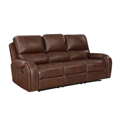 Homelegance  - Newnan Double Reclining Sofa W/ Center Drop-Down Cup Holders, Receptacles and USB Ports in Brown - 8549BRW-3  view 2