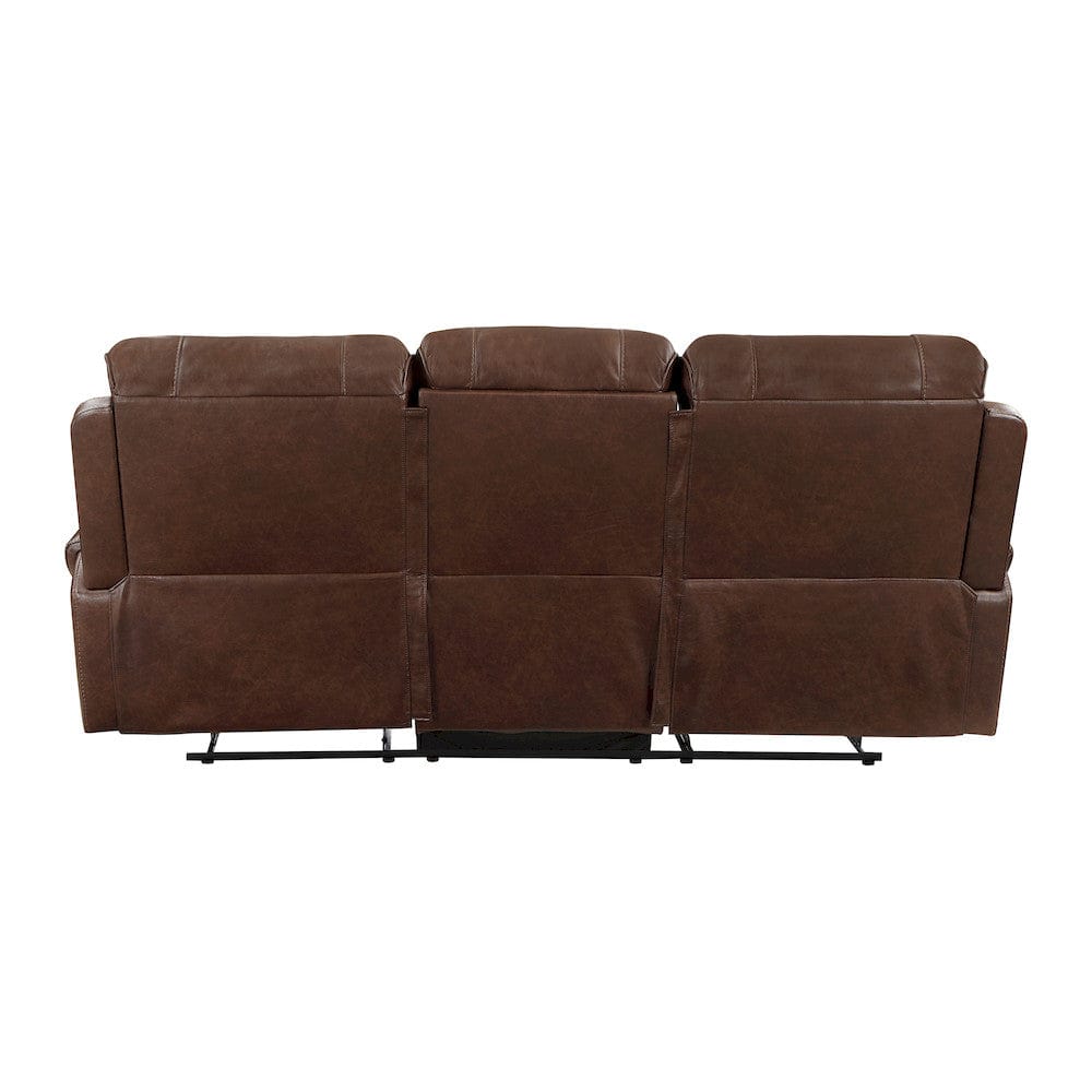 Homelegance  - Newnan Double Reclining Sofa W/ Center Drop-Down Cup Holders, Receptacles and USB Ports in Brown - 8549BRW-3  view 3