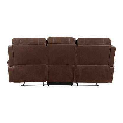 Homelegance  - Newnan Double Reclining Sofa W/ Center Drop-Down Cup Holders, Receptacles and USB Ports in Brown - 8549BRW-3  view 3