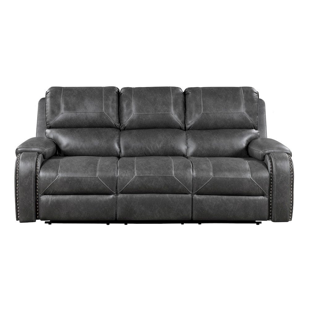 Homelegance  - Newnan Double Reclining Sofa W/ Center Drop-Down Cup Holders, Receptacles and USB Ports in Gray - 8549GRY-3  view 1