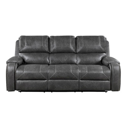 Homelegance  - Newnan Double Reclining Sofa W/ Center Drop-Down Cup Holders, Receptacles and USB Ports in Gray - 8549GRY-3  view 1