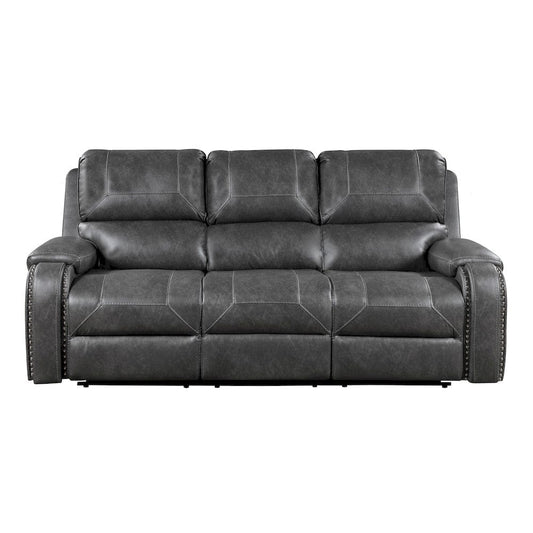 Homelegance  - Newnan Double Reclining Sofa W/ Center Drop-Down Cup Holders, Receptacles and USB Ports in Gray - 8549GRY-3  view 1