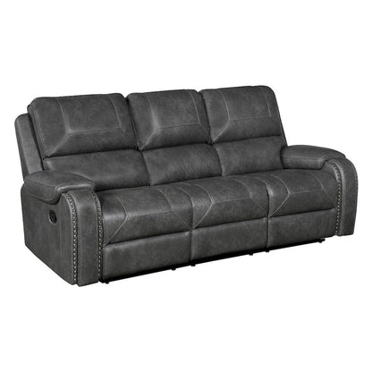Homelegance  - Newnan Double Reclining Sofa W/ Center Drop-Down Cup Holders, Receptacles and USB Ports in Gray - 8549GRY-3  view 2
