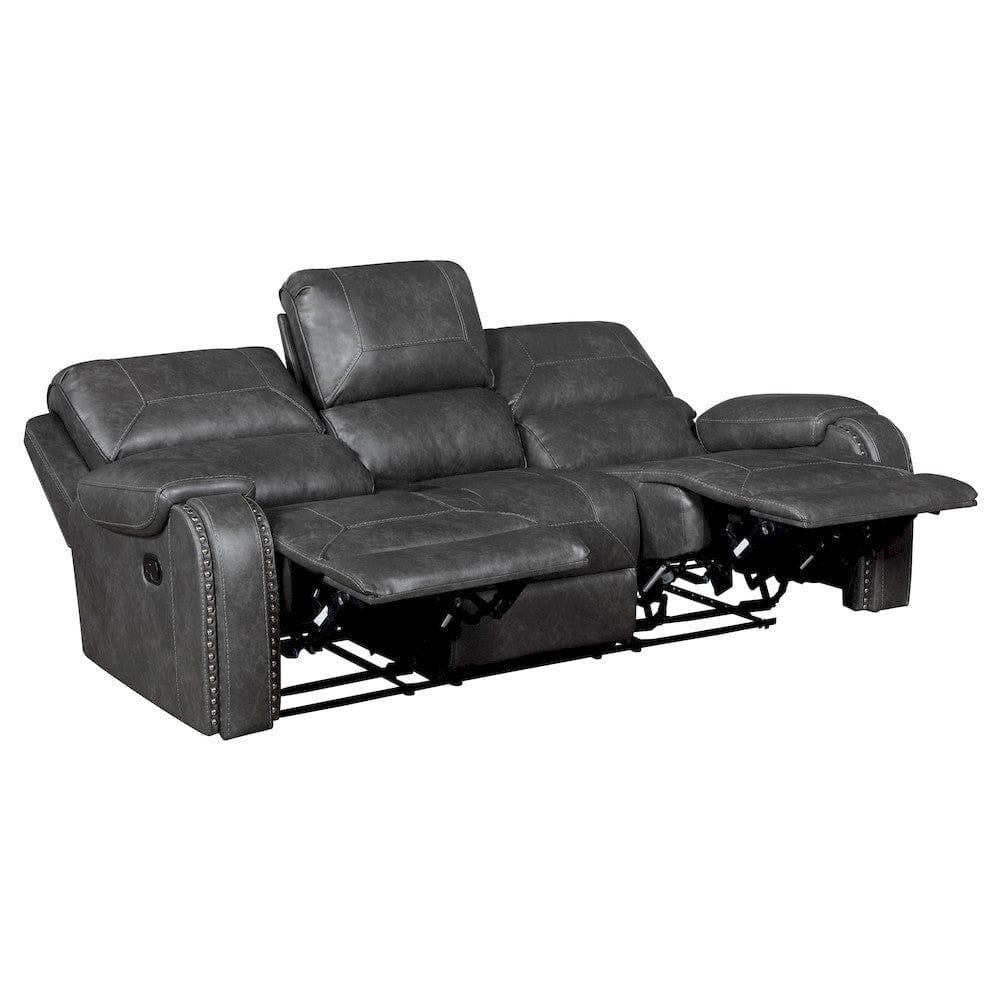Homelegance  - Newnan Double Reclining Sofa W/ Center Drop-Down Cup Holders, Receptacles and USB Ports in Gray - 8549GRY-3  view 4