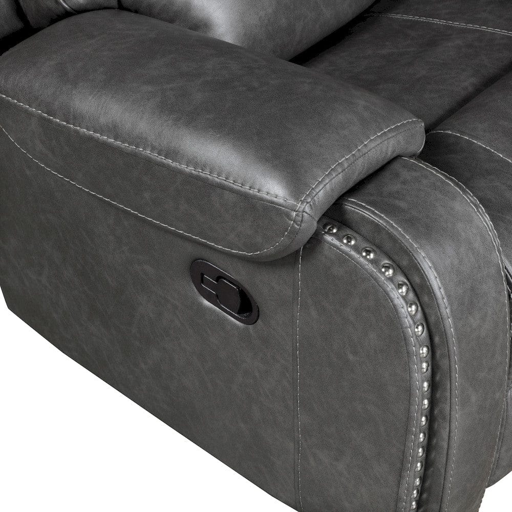Homelegance  - Newnan Double Reclining Sofa W/ Center Drop-Down Cup Holders, Receptacles and USB Ports in Gray - 8549GRY-3  view 7