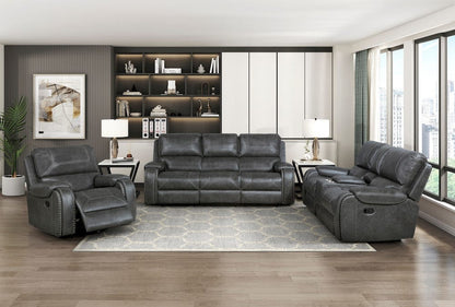 Homelegance  - Newnan Double Reclining Sofa W/ Center Drop-Down Cup Holders, Receptacles and USB Ports in Gray - 8549GRY-3  view 12