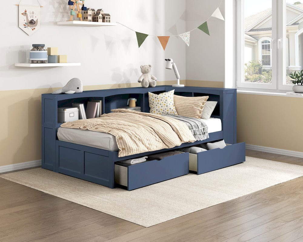 Homelegance  - Nora Twin Bookcase Corner Platform Bed - B2083BUBC-1BCx  view 10