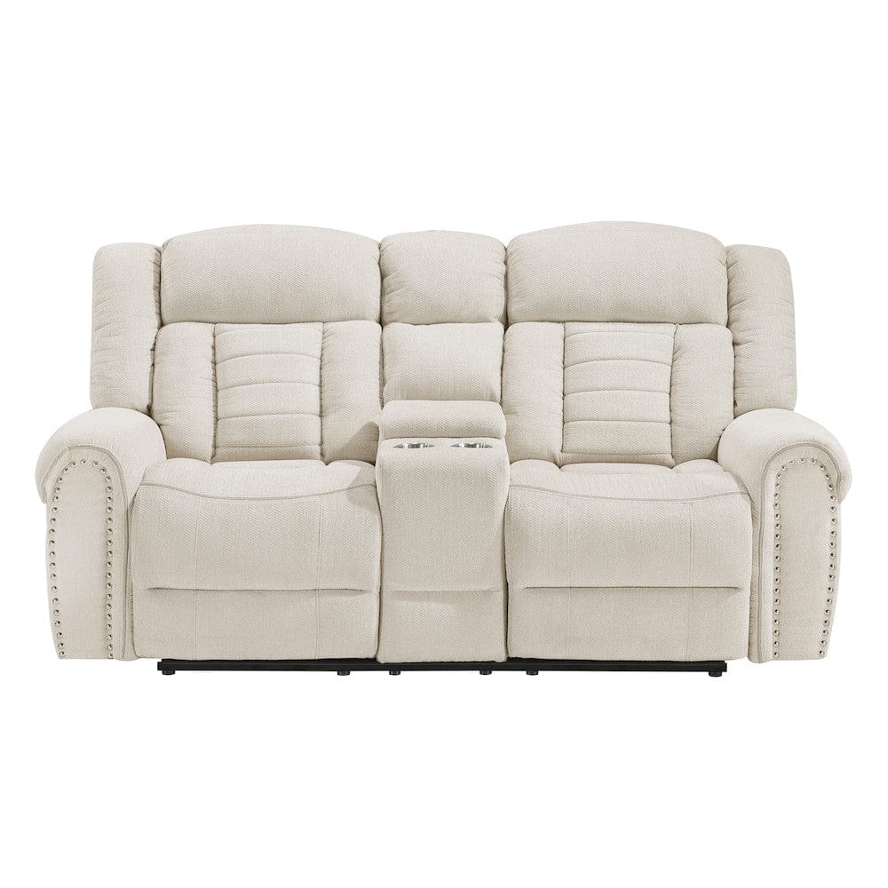 Homelegance  - Nutmeg Double Reclining Love Seat W/ Center Console in Beige - 9901BE-2  view 1