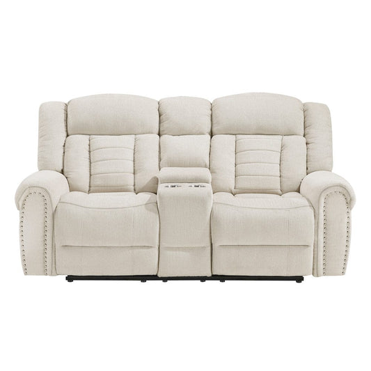 Homelegance  - Nutmeg Double Reclining Love Seat W/ Center Console in Beige - 9901BE-2  view 1