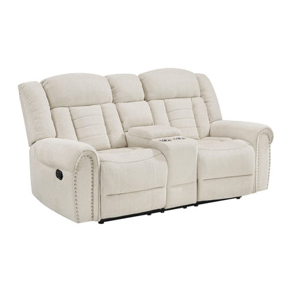 Homelegance  - Nutmeg Double Reclining Love Seat W/ Center Console in Beige - 9901BE-2  view 2